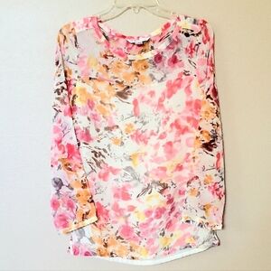 Pendleton Womens Pink Silk Floral Printed Blouse - Size Small